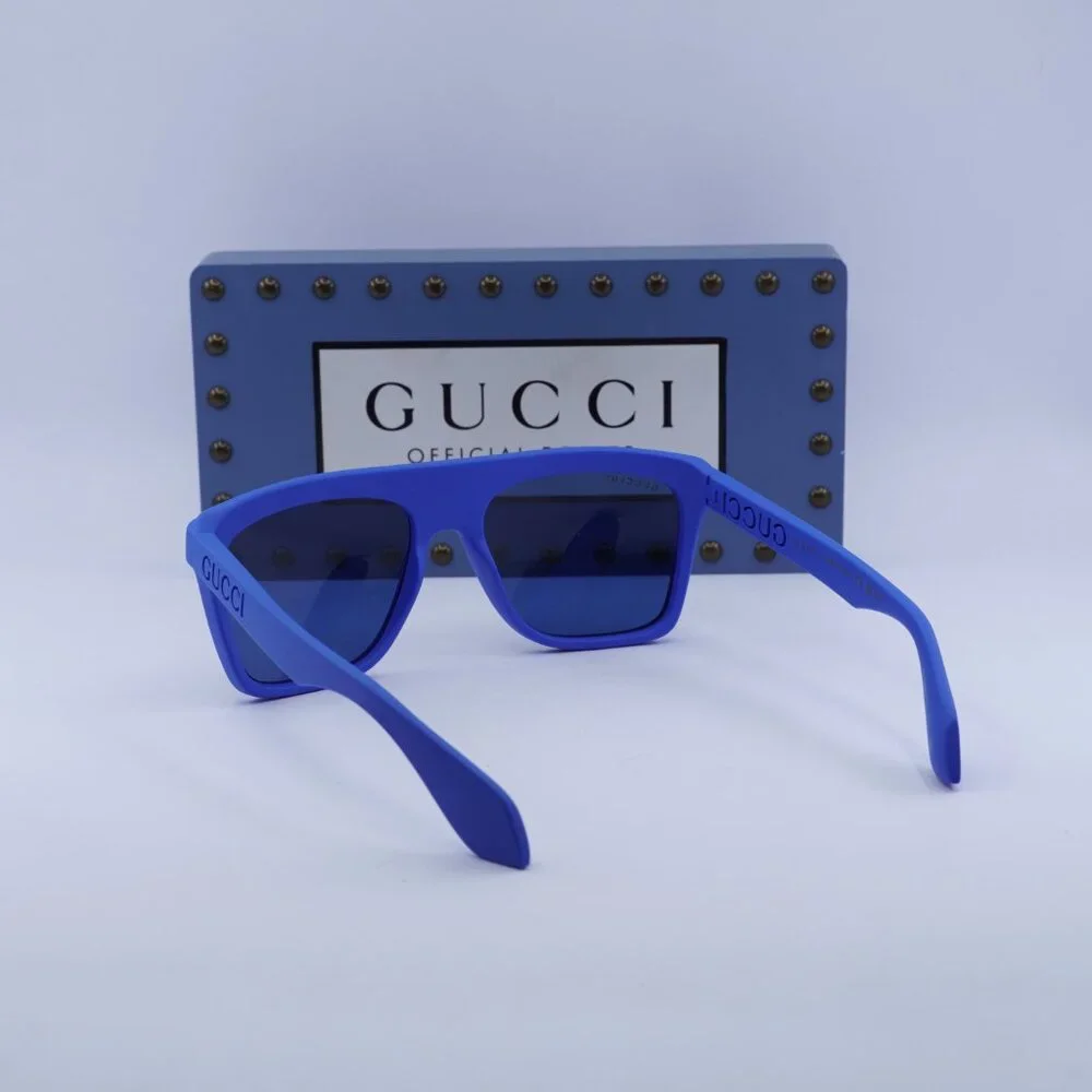 Gucci GG1570S 004 Square Sunglasses - Blue/Bronze & Blue with GG Pattern